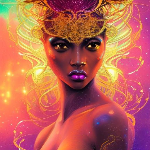 midnight cosmic Afrofuturistic goddess - AI Generated Artwork ...