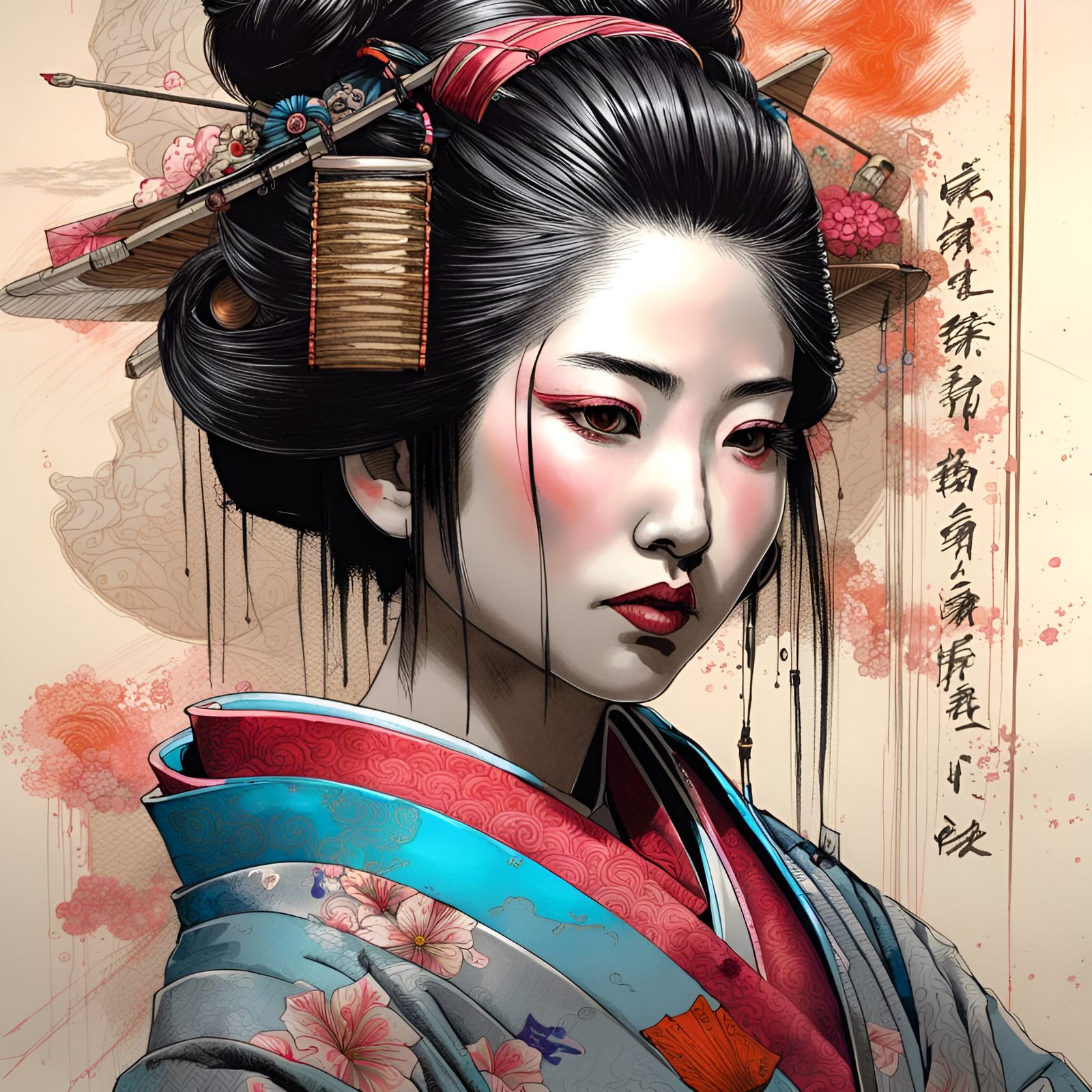 Japanese Geisha Girl - AI Generated Artwork - NightCafe Creator