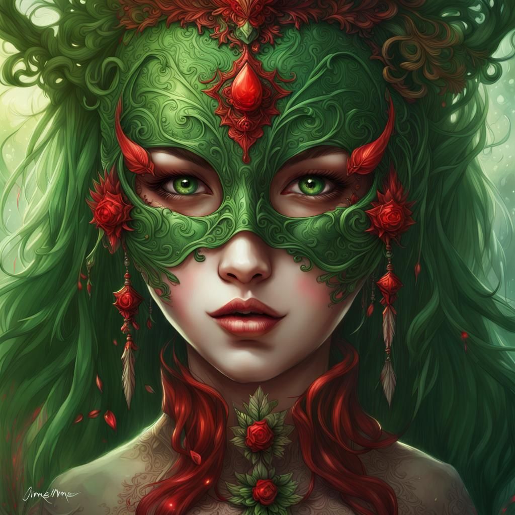 Woman Green Red  by @Quibbles