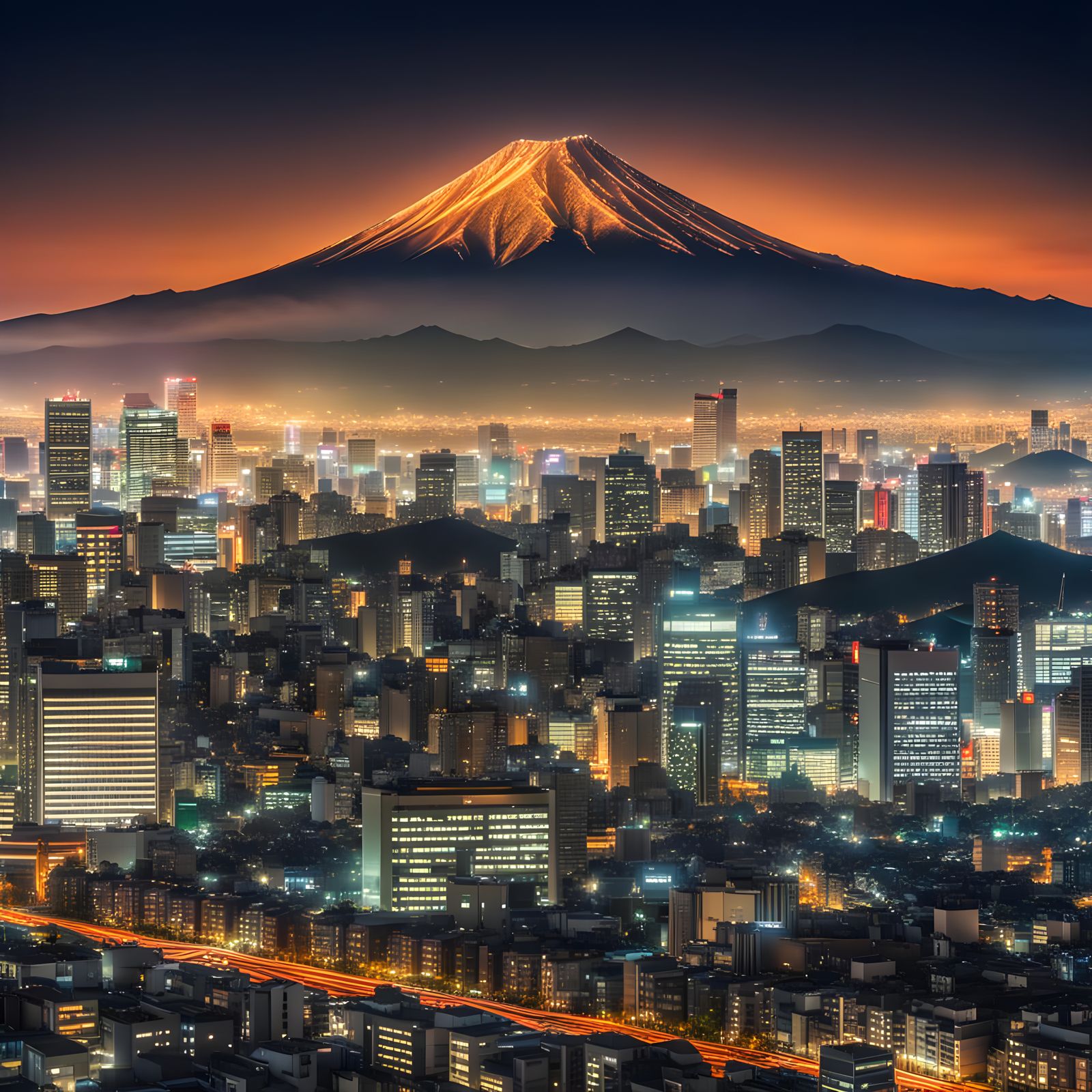 Tokyo Skyline With Mt. Fuji in the Background  by @gothos_the_vain