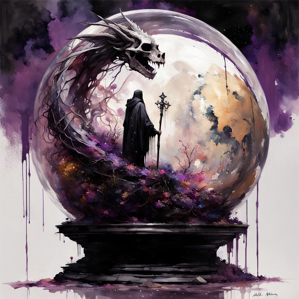 Dragon and the Wizard in a Crystal Ball