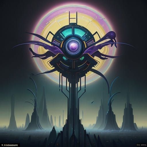 Surreal Cityscape in Solarpunk Style with Elaborat... - AI Art