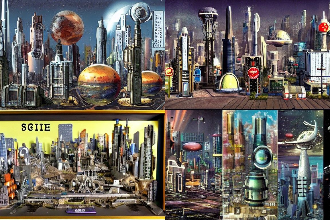 Sci-fi city in the style of Assemblage