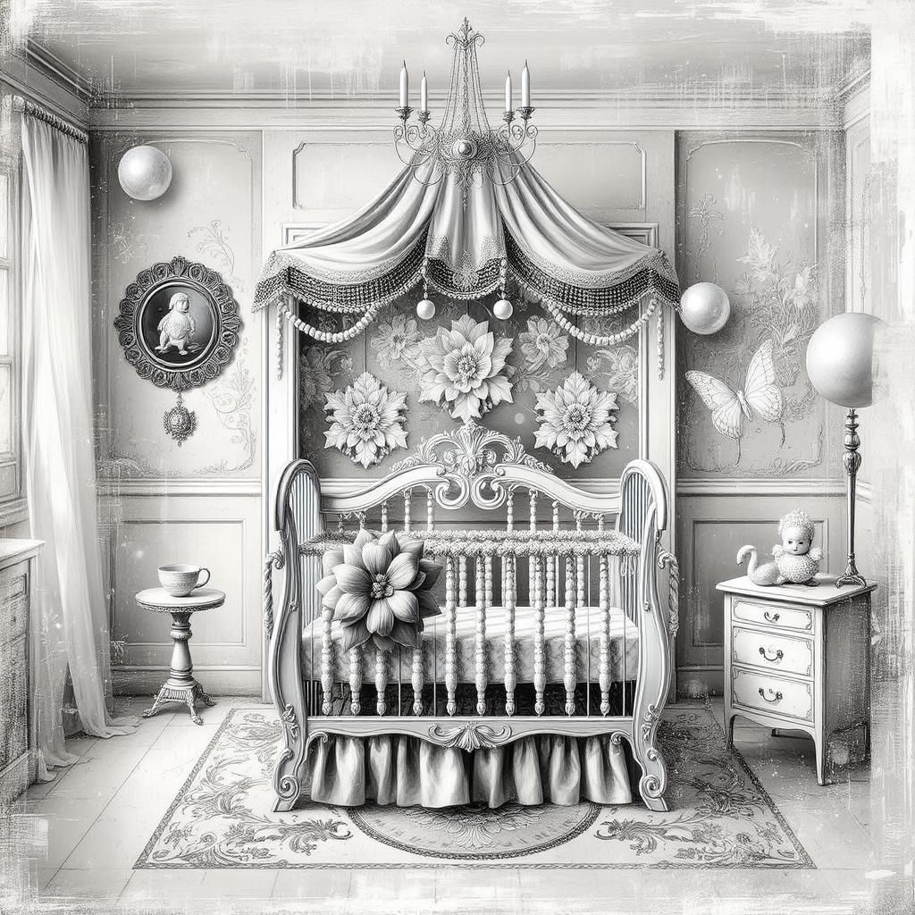 Highly Decorated Crib with Flowers