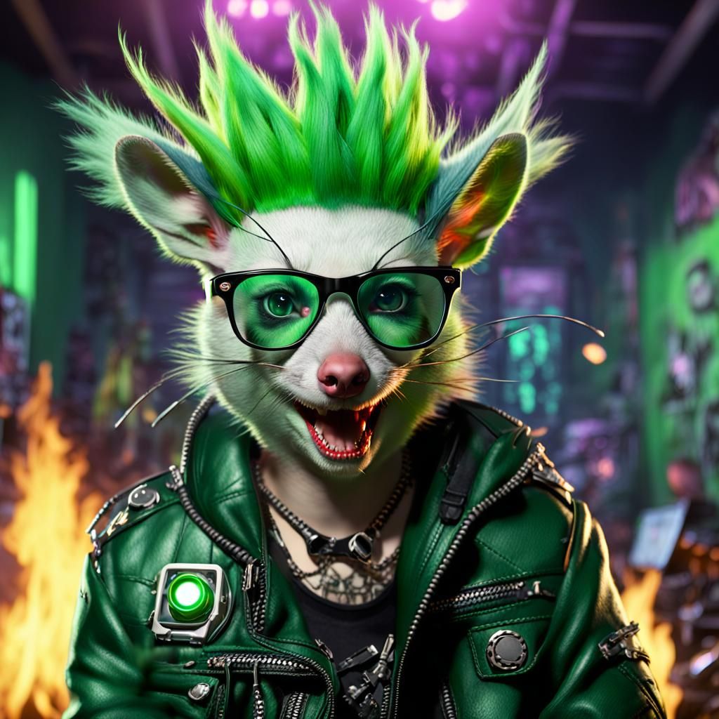 Gothic Rock Punk Possum - AI Generated Artwork - NightCafe Creator