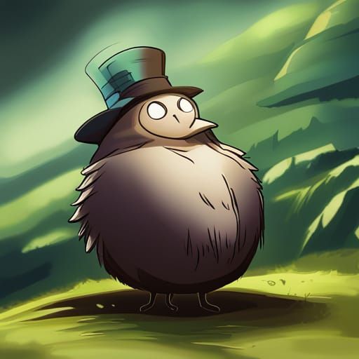 bird wearing a top hat but it's demonic