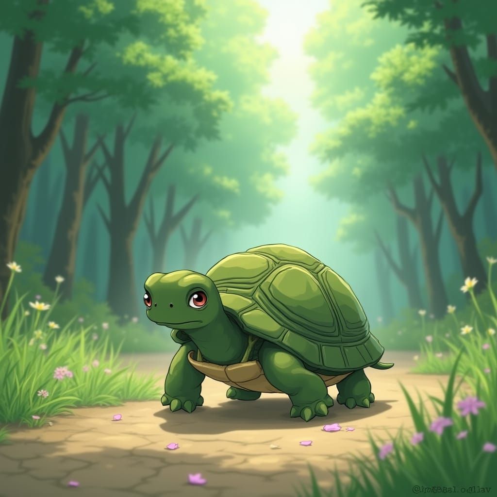 Anime Turtle Wins Race Against Rabbit