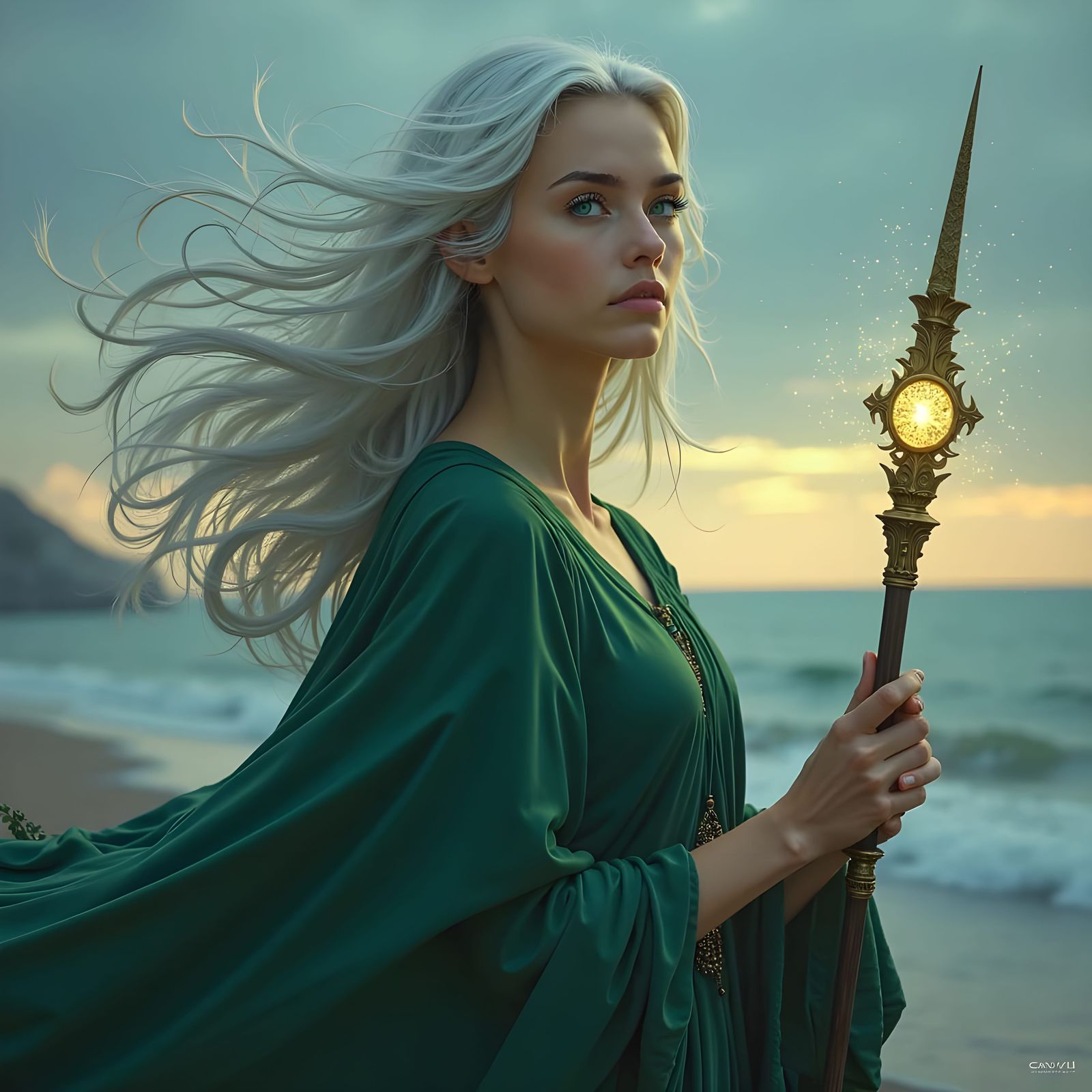 A windswept sorceress