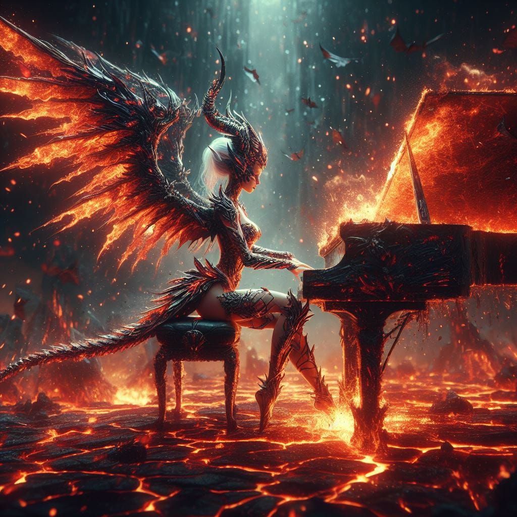 Demoness Playing Piano