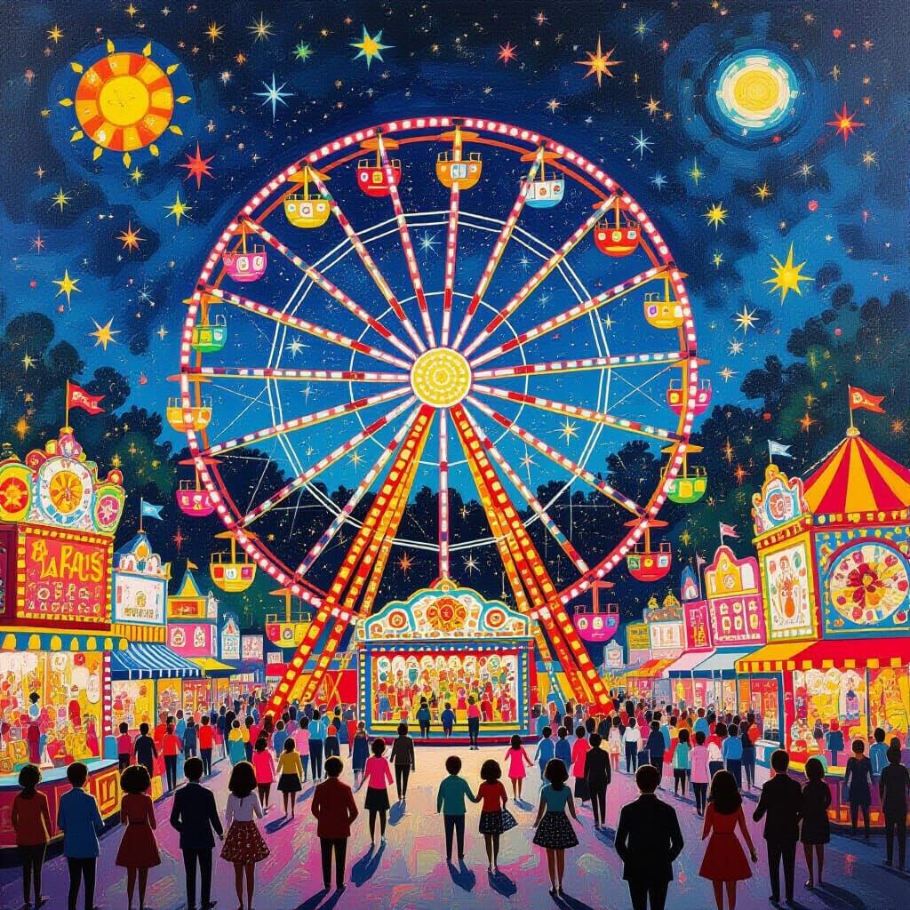 Colorful Carnival Scene in Surreal Pop Art Style