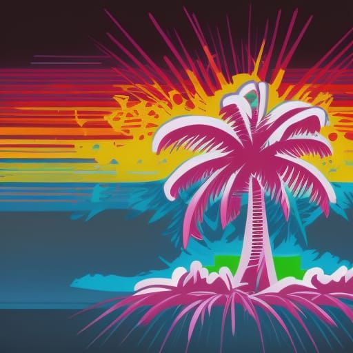 graphic logo illustration Palm Tree. white solid background....