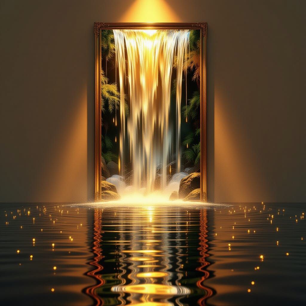 Surreal Waterfall Mirror: Reality Spilling Out