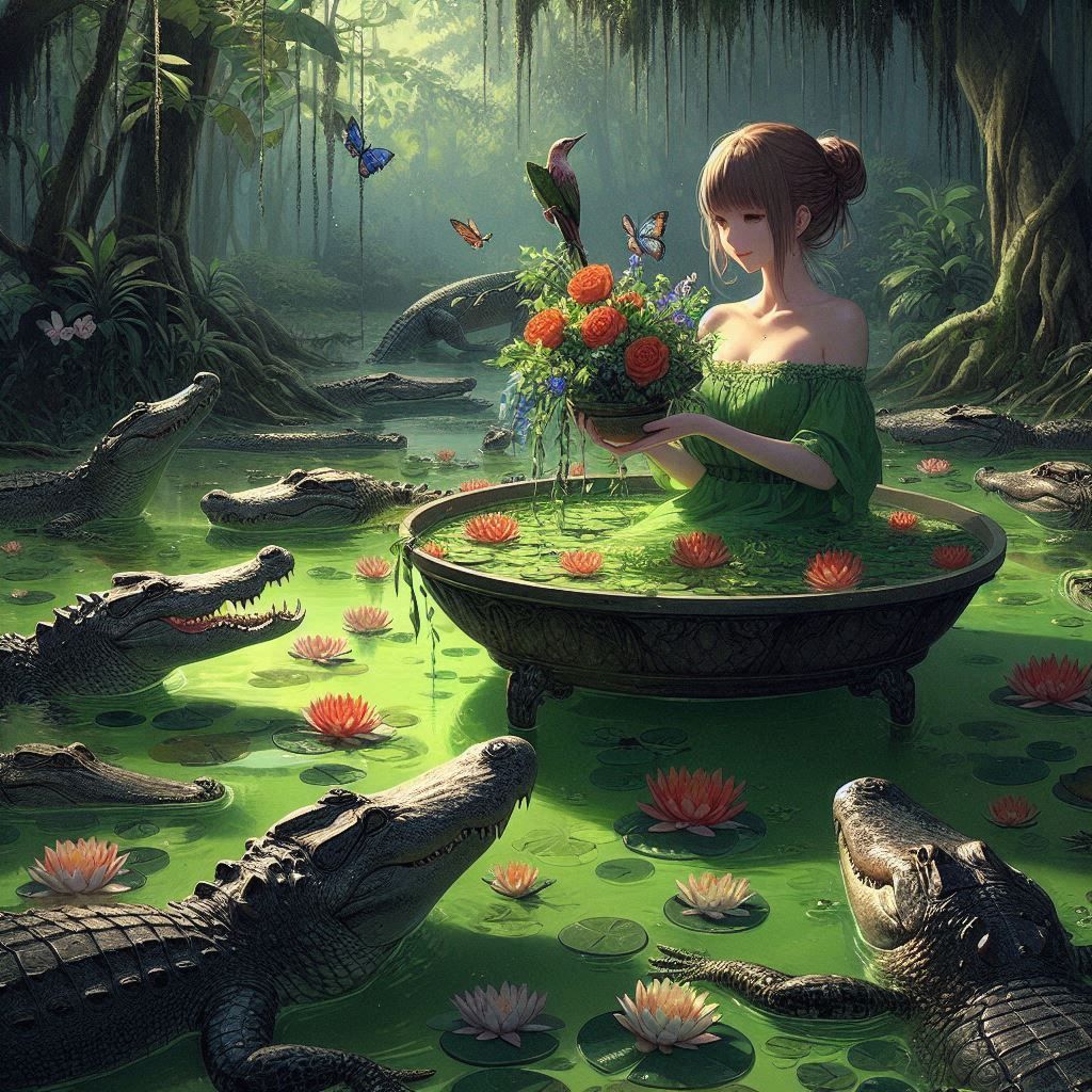 Flower basin in a swamp