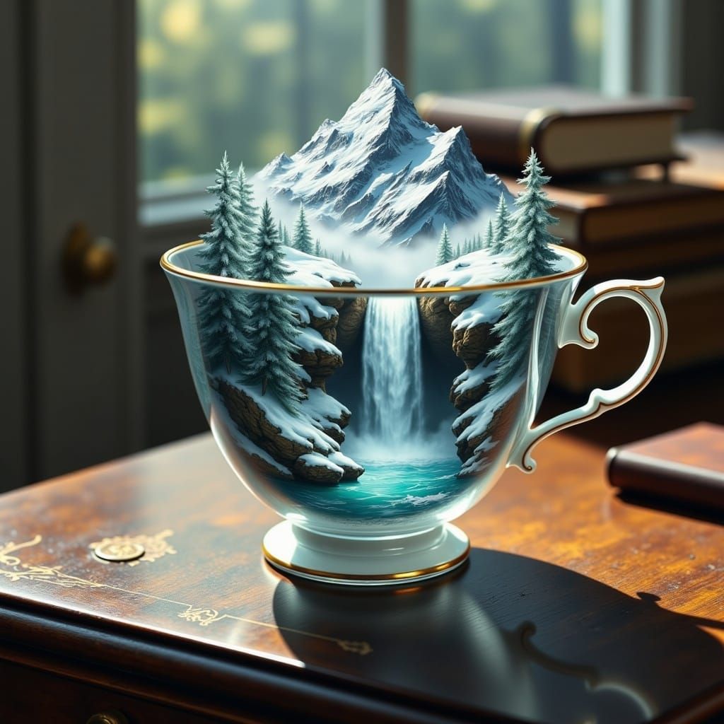 Teacup Series - Winter Waterfalls II