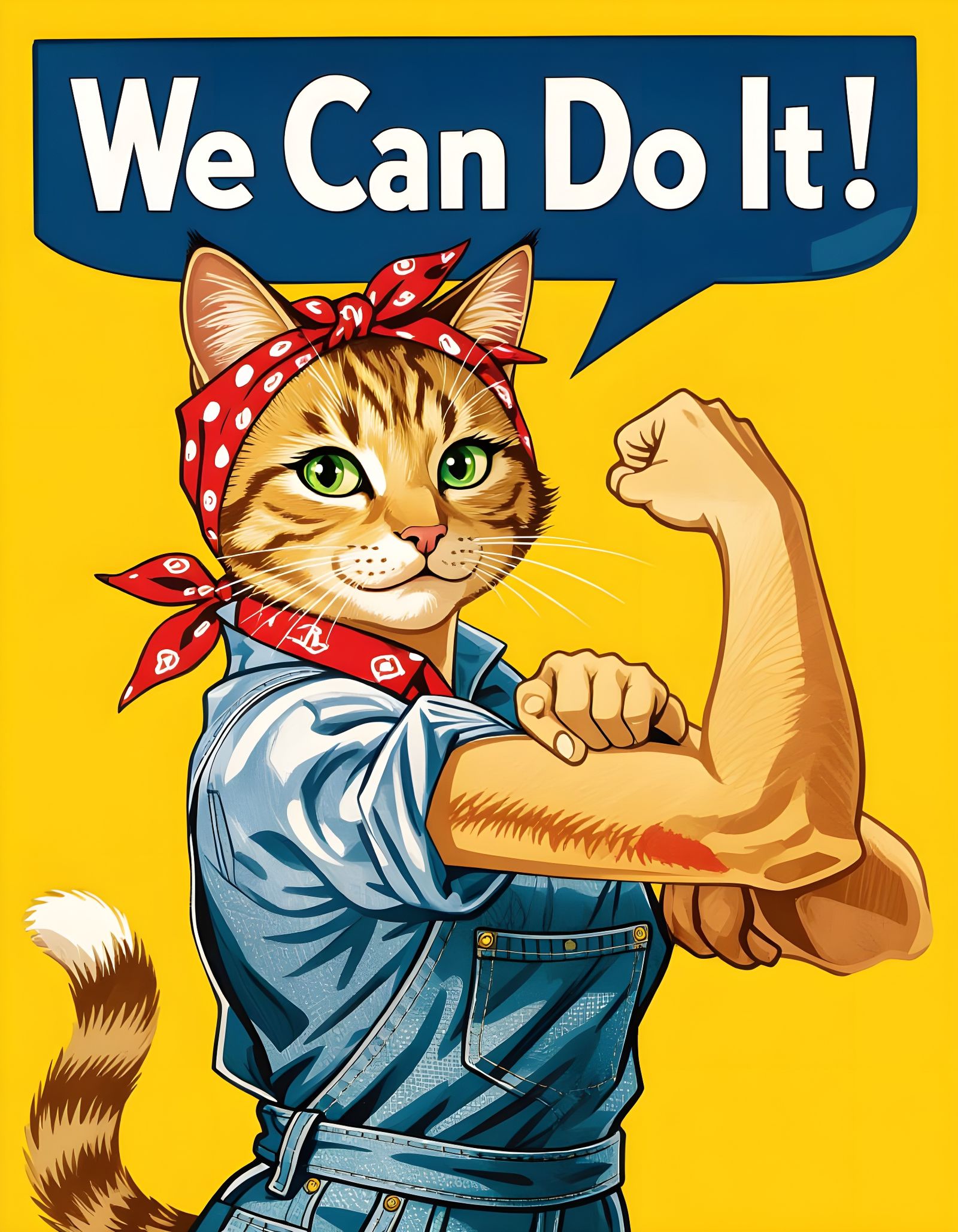 The Greatest Generation - cat tribute to Rosie the Riveter  by @Gary Murakami