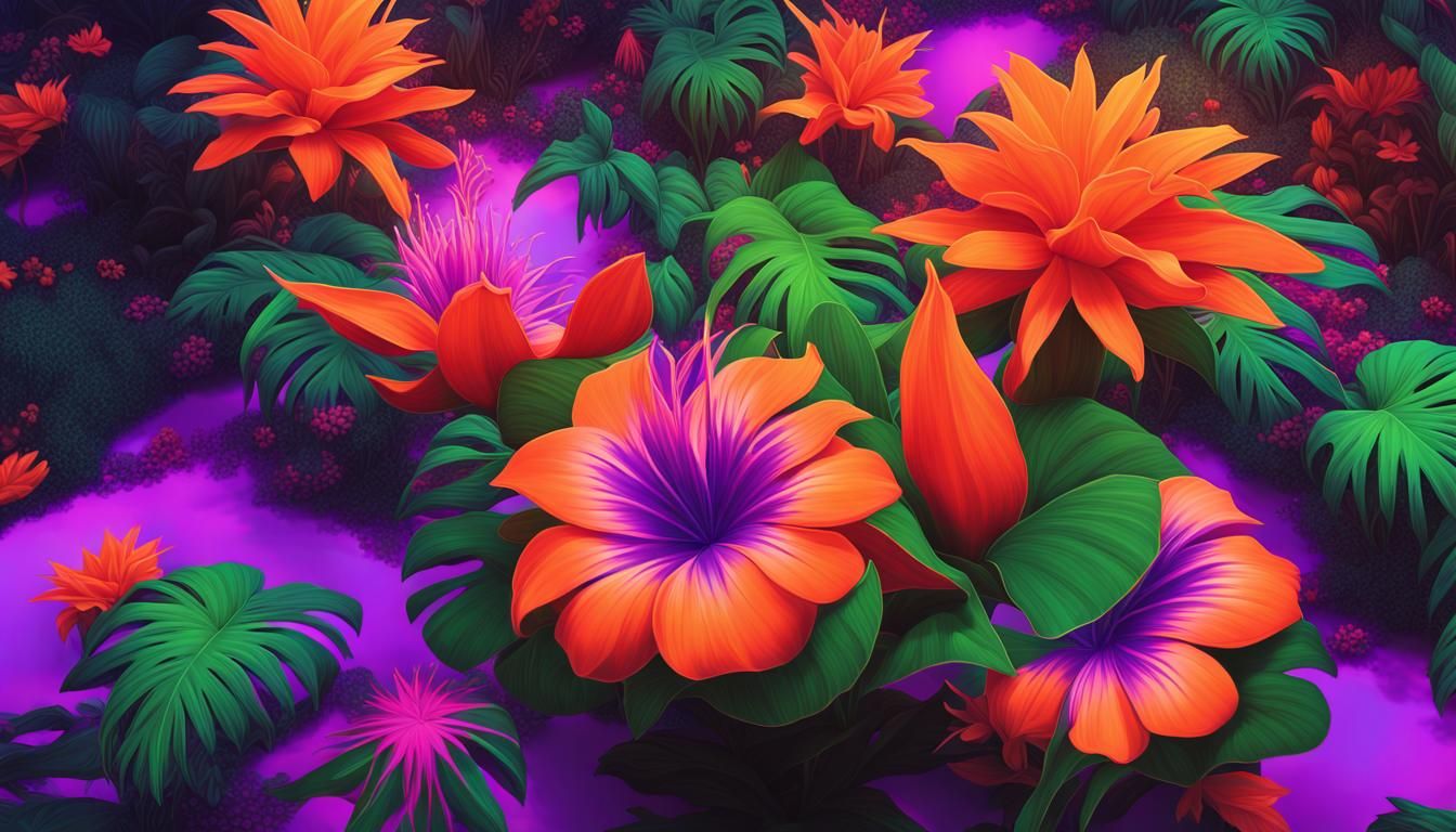 /imagine ♊️prompt:Lush&vibrant:1.5) bright psychedelic -  de...
