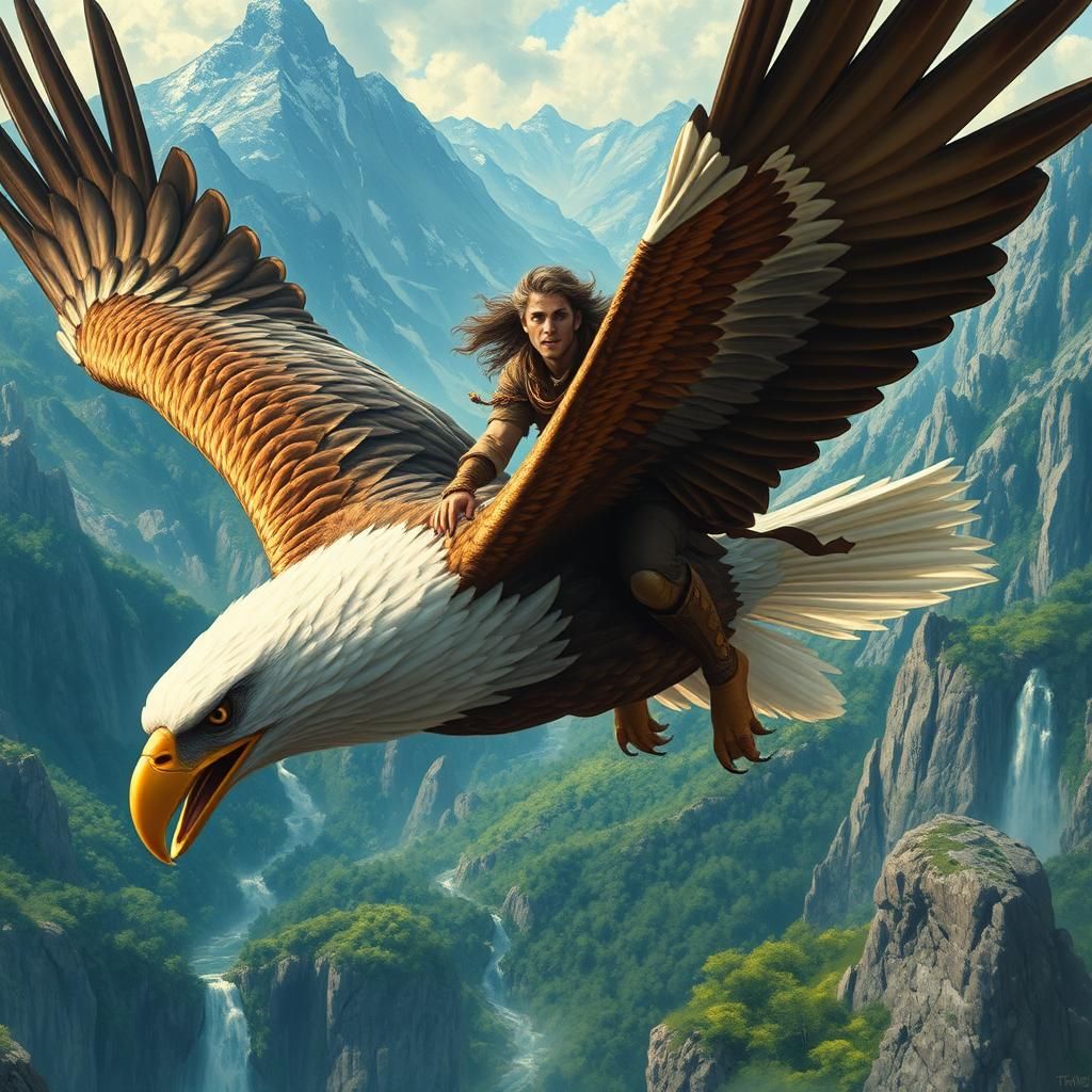 Epic Flight Over Mystical Lands in Atmospheric Style