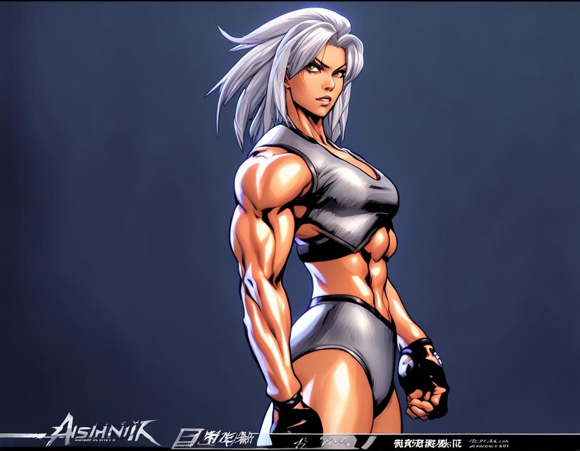 Silver hair Female Bodybuilder as a Battle Arena Toshinden V...