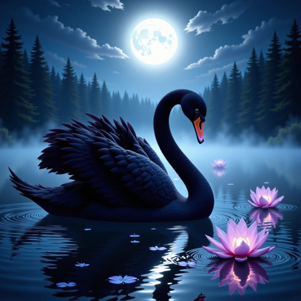 black swan <lora:The Swan of Red:1.0>