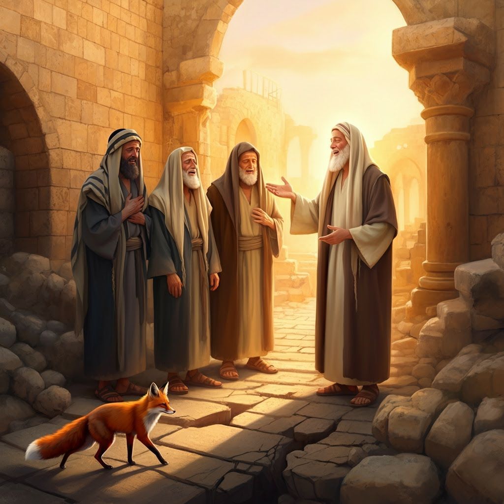 Fox in Jerusalem Ruins: Evocative Scene