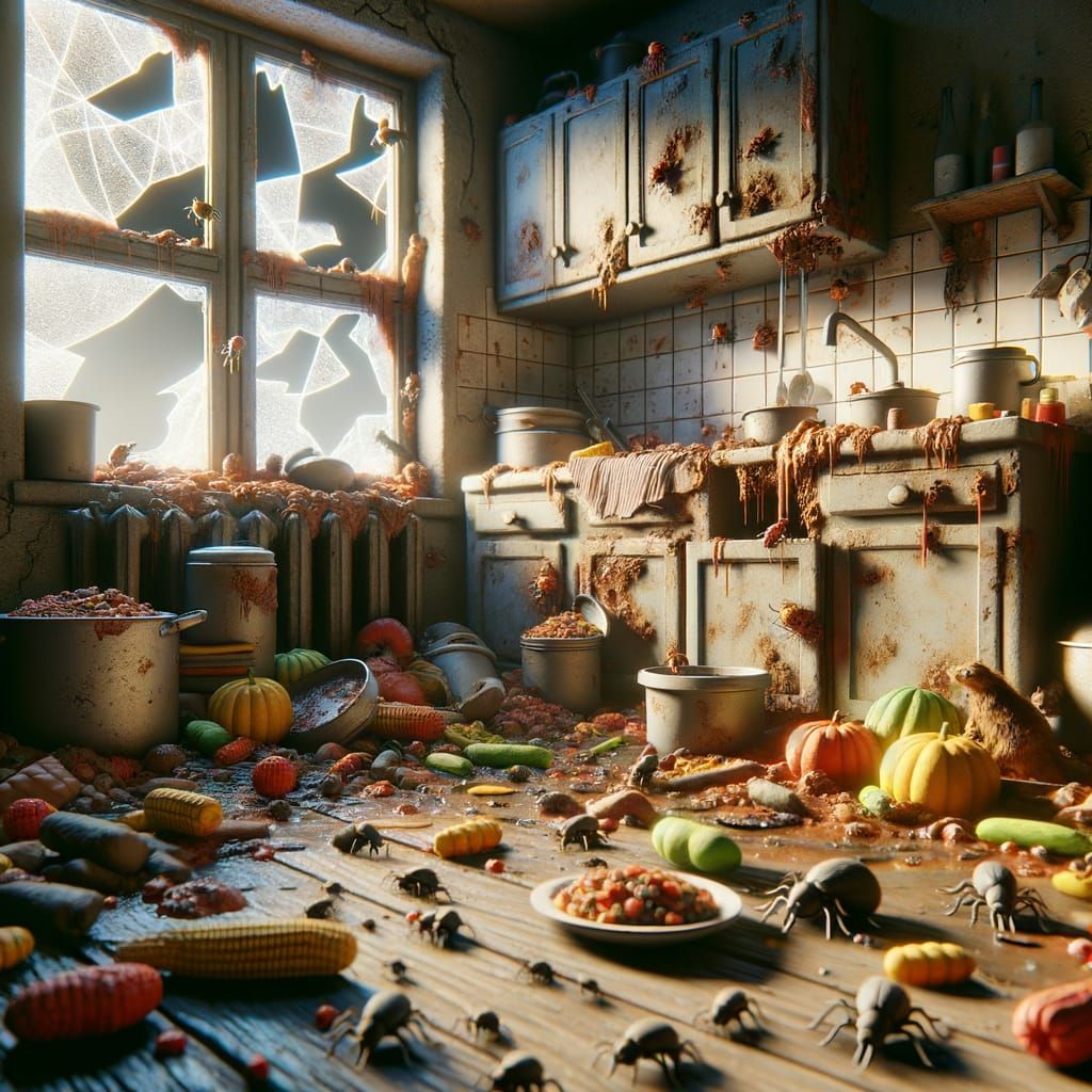 Kitchen nightmare; claymation style scene