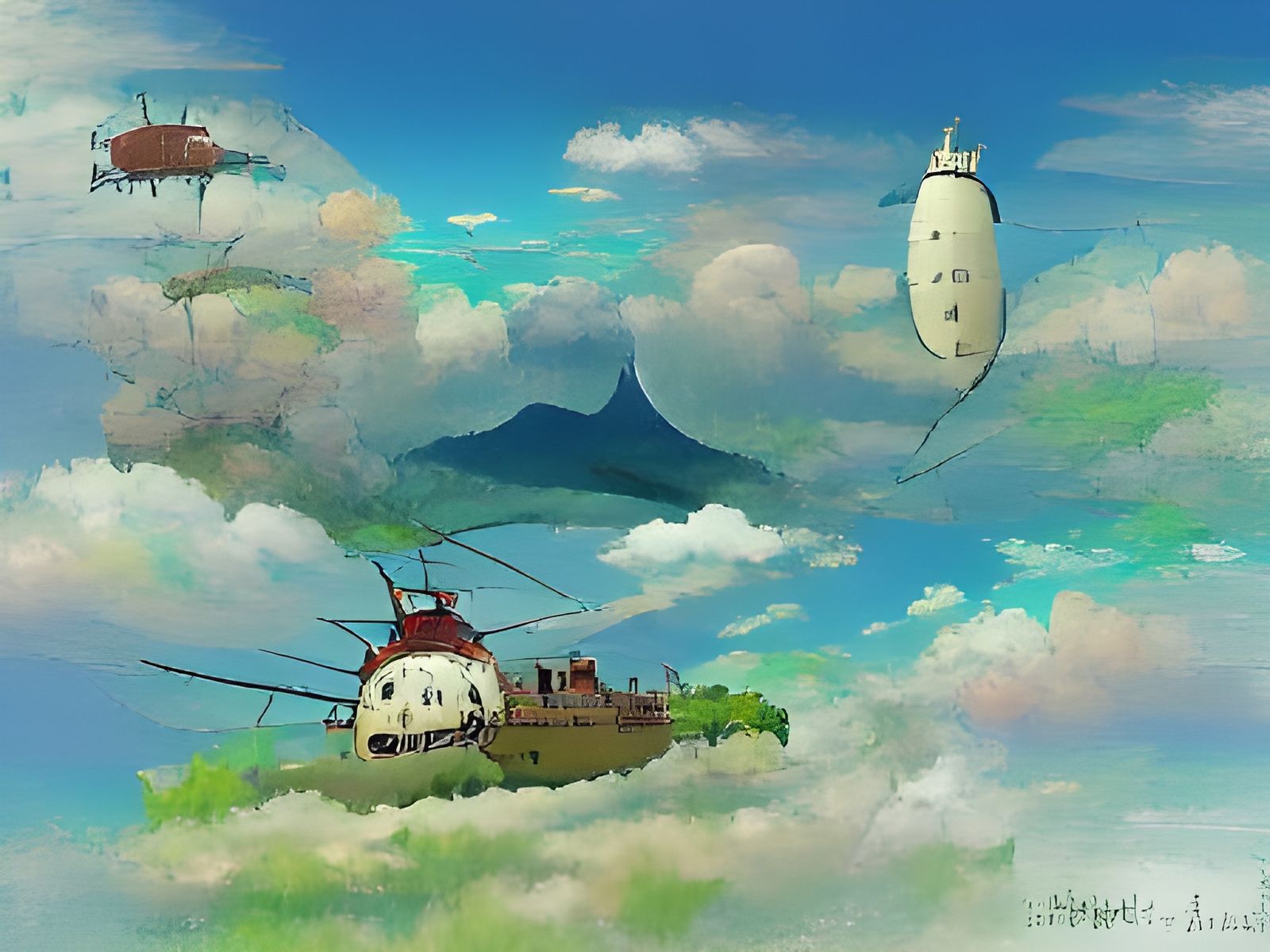 Studio Ghibli Airships - AI Generated Artwork - NightCafe Creator