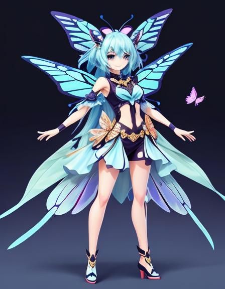 Light hot girl style butterfly theme character(cute art styl...