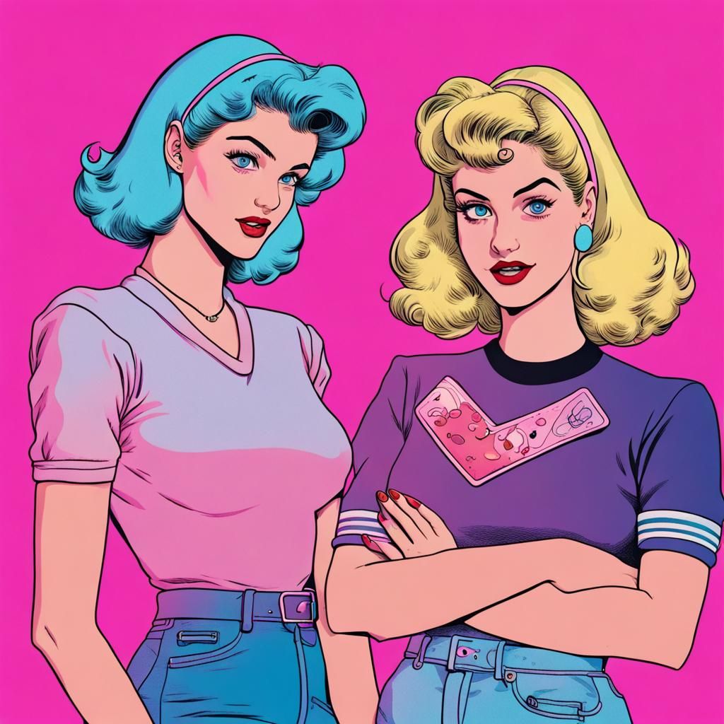 Vaporwave aesthetic, Betty and Veronica, by Dan DeCarlo - AI Generated ...