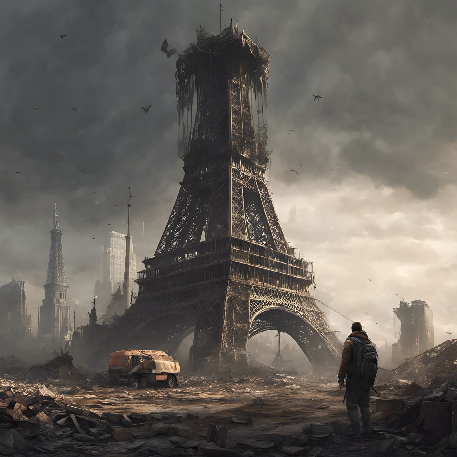 Post apocalyptic ruins of the Eiffel tower  by @Karlos Fandango