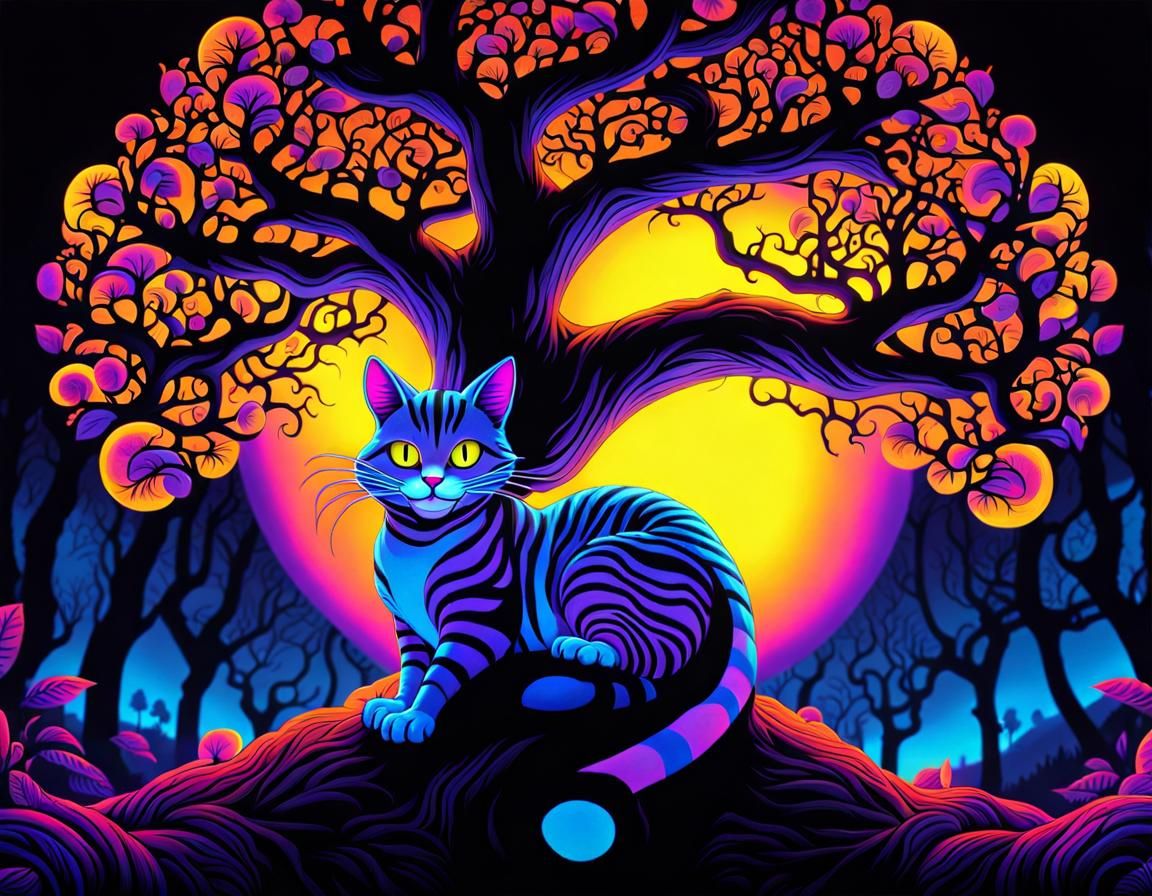 Cheshire Cat Black Light Poster  by @Angel666