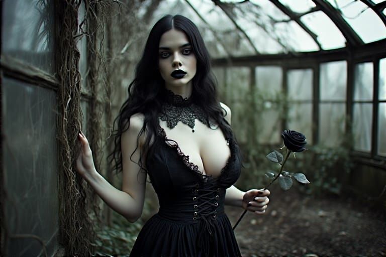 Goth with black rose