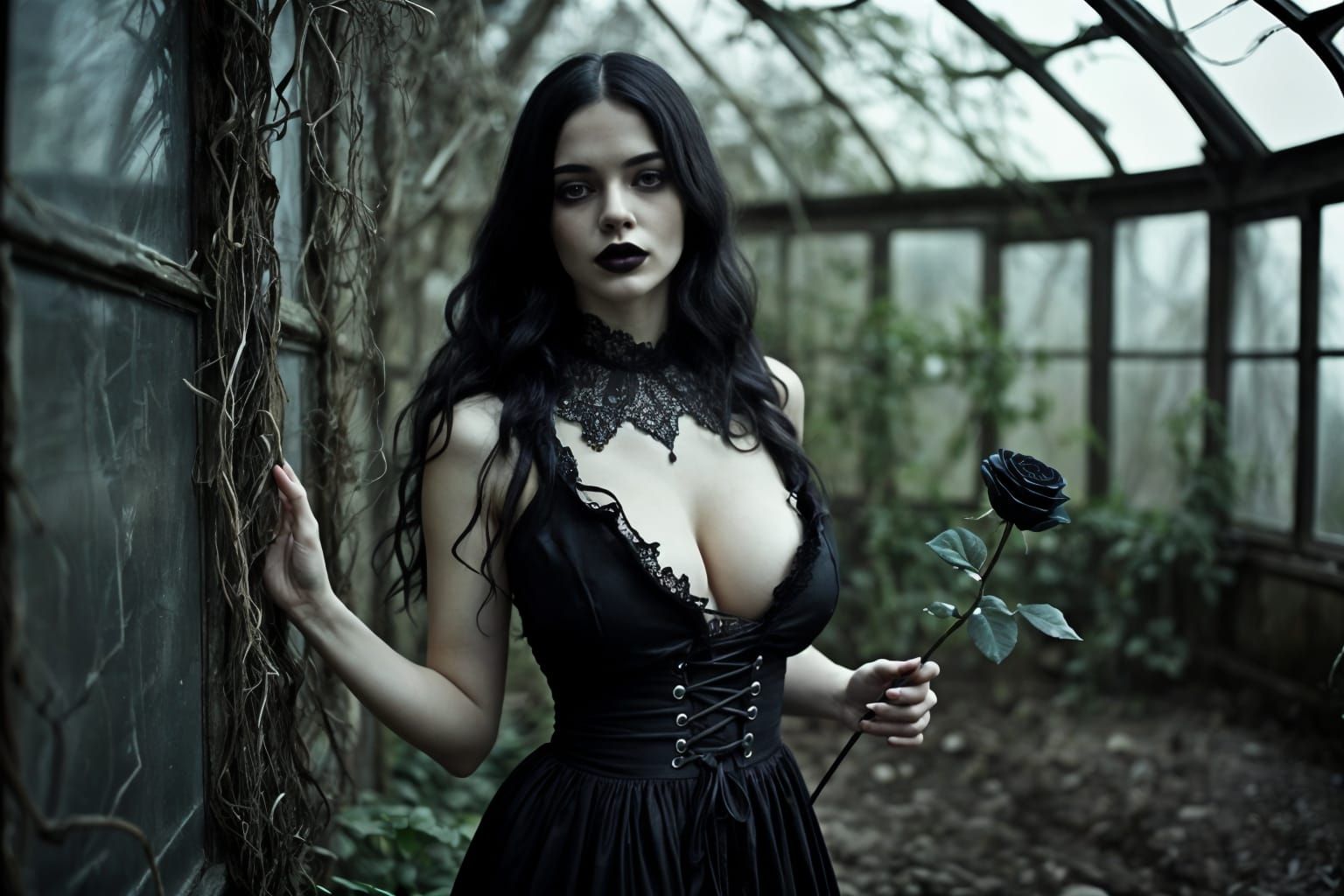 Goth with black rose
