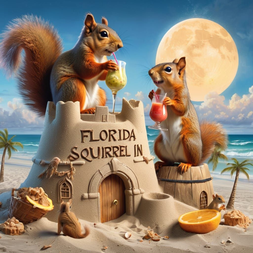 Two Squirrels on the beach in Florida #2