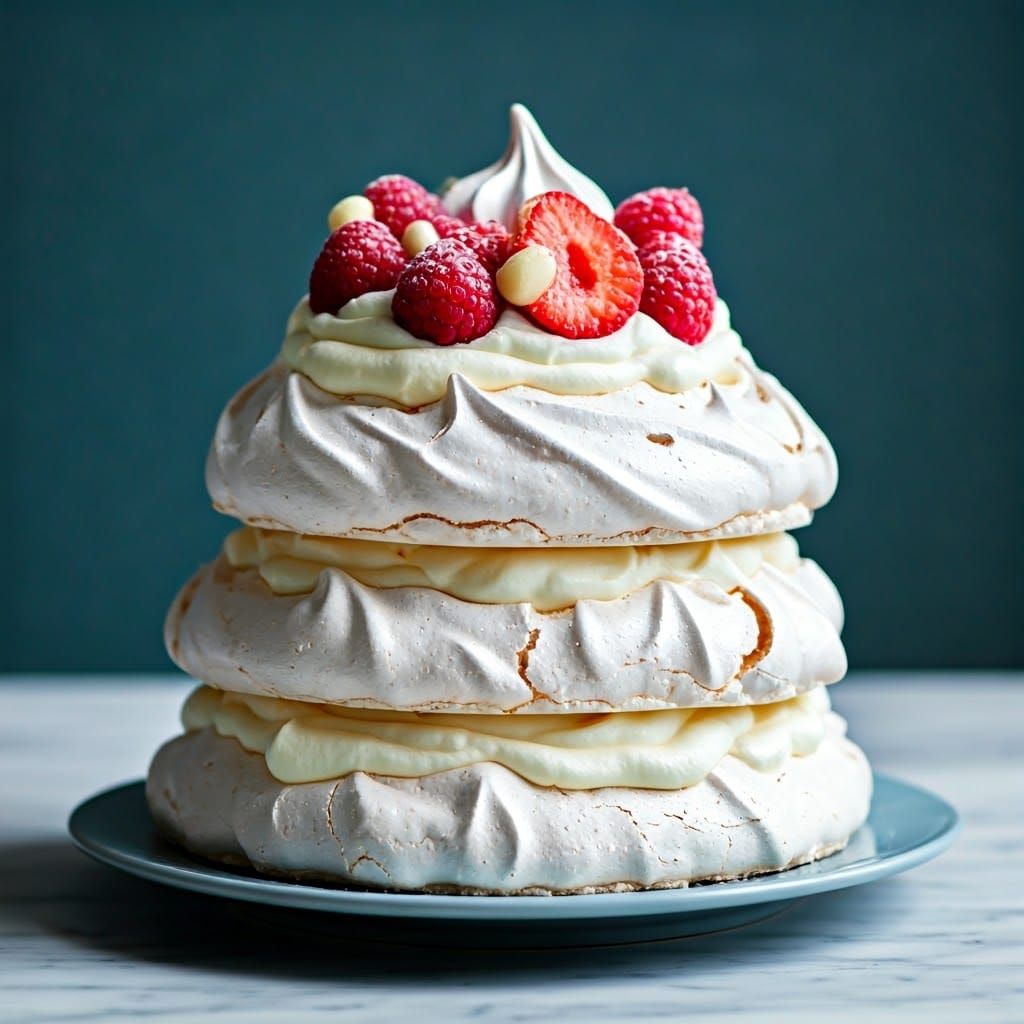 Meringue Cake in Whimsical Artistic Style
