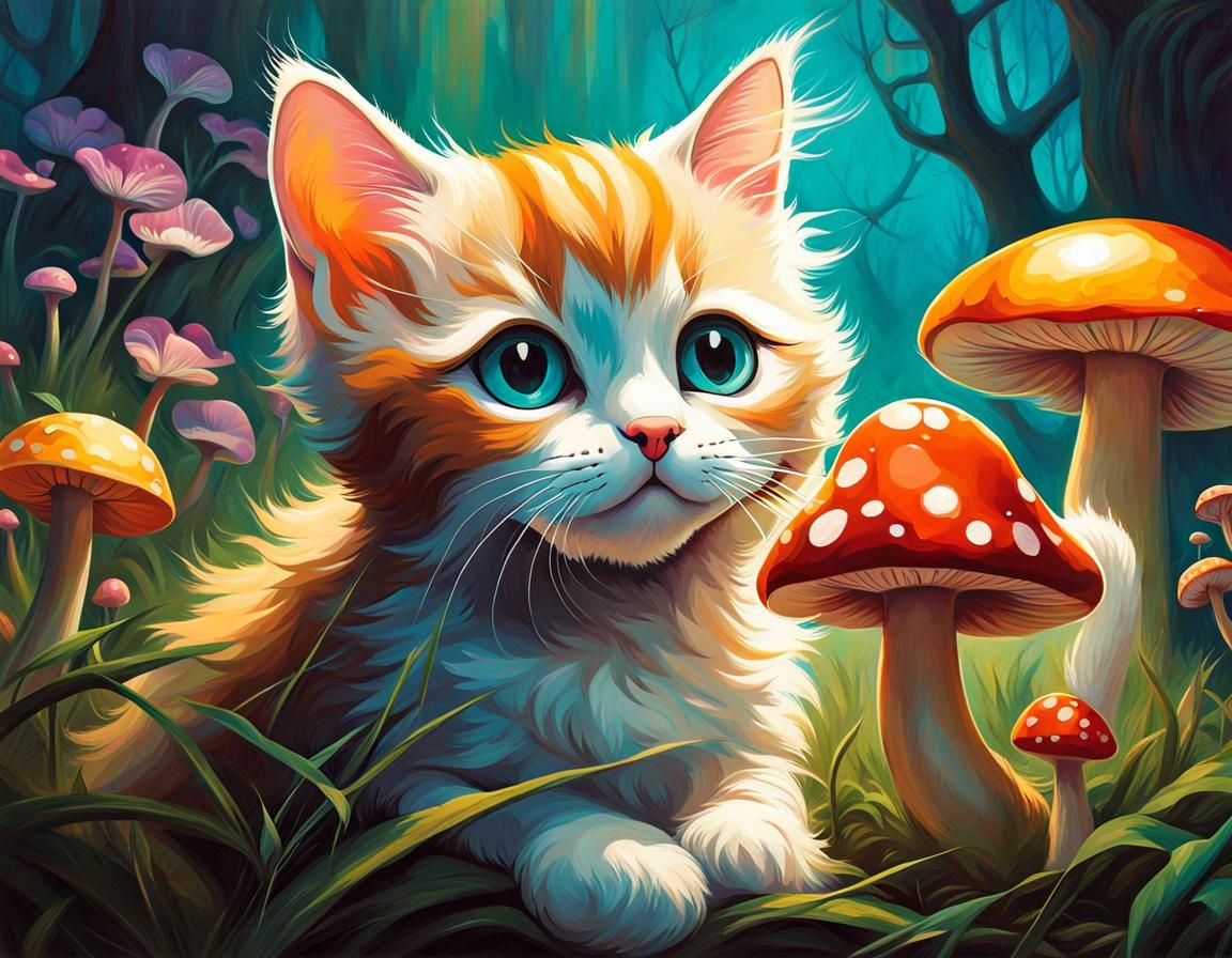 Acrylic art style of, Artgerm, WLOP, Frank Frazetta; adorably cute cats ...