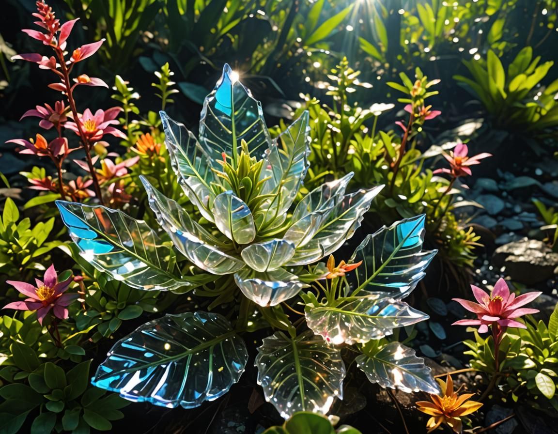Glassy Crystalline Plants with Magical Glow