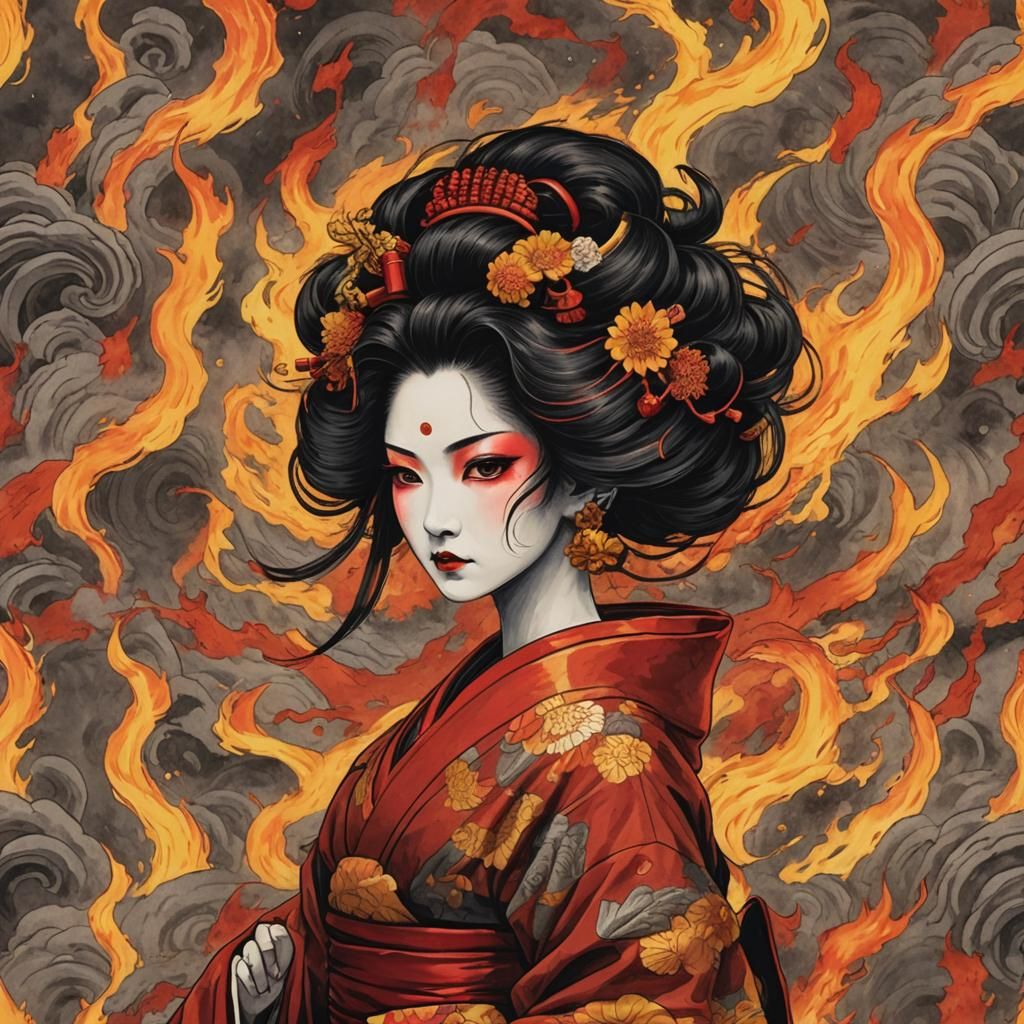 geisha on fire