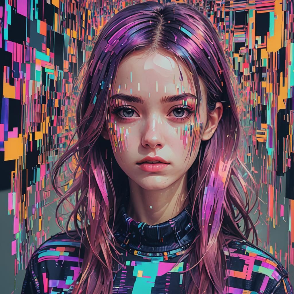 glitched girl - AI Generated Artwork - NightCafe Creator