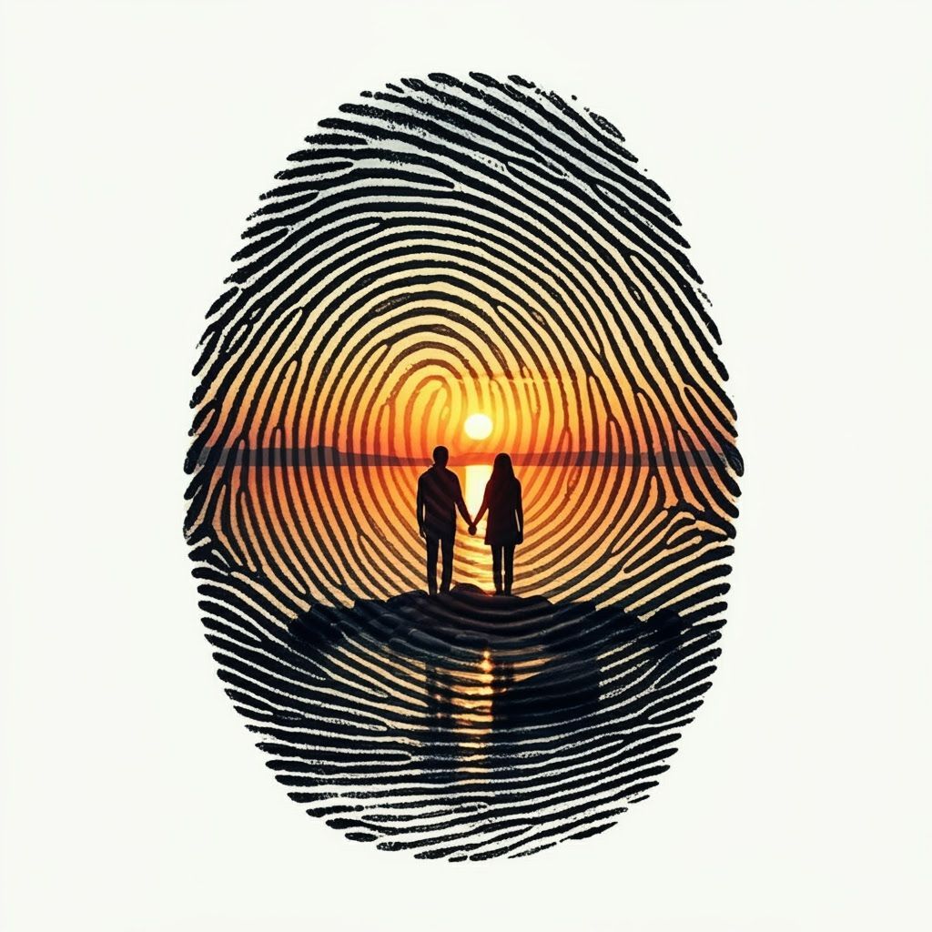 Sunset Fingerprint: A Surreal Illustration of Connection