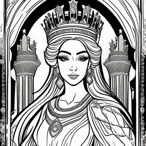 <lora:Coloring-Page sd15:1.0> The princess, Coloring book, 8k, line art, clean lines, black-and-white line drawing