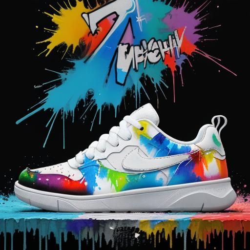 Epic white tennis shoe splash art 