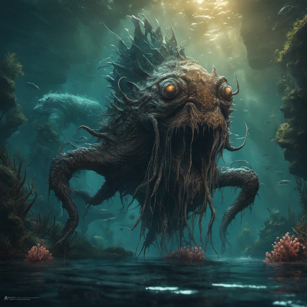 Long water creature underwater - AI Generated Artwork - NightCafe Creator