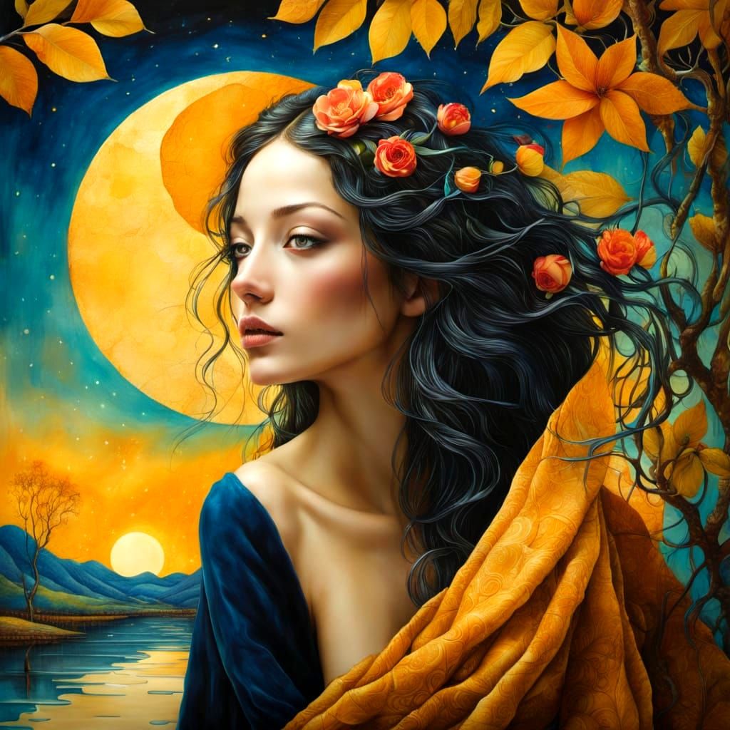 Surreal Medieval Ladies with Whimsical Creatures in Vibrant ...