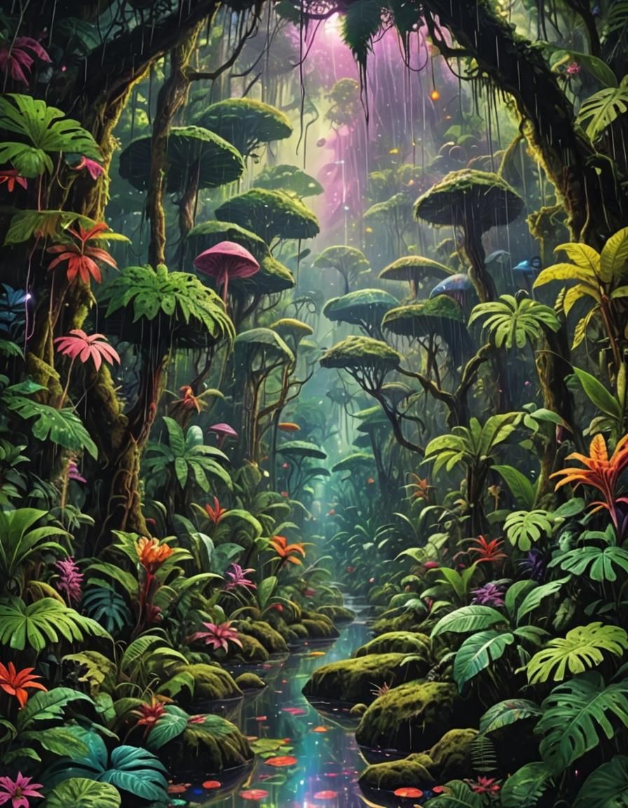 Visually trippy raining forest or is the forest raining lol