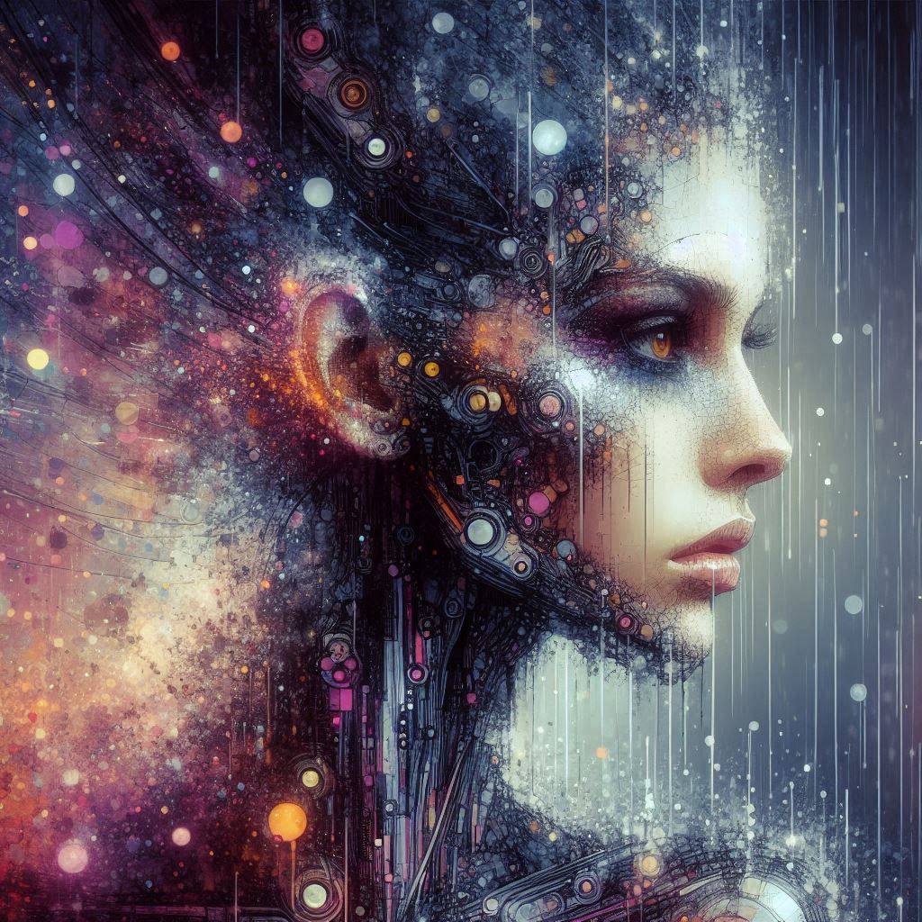 double exposure beautiful fantasy DALL-E 3 portrait landscape..