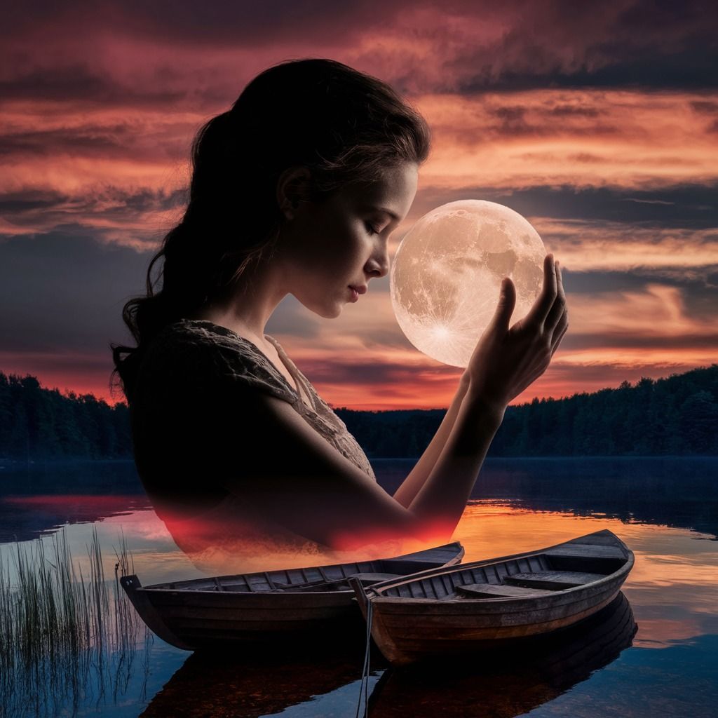 Ethereal Embrace: Moonlit Reverie by the Lake