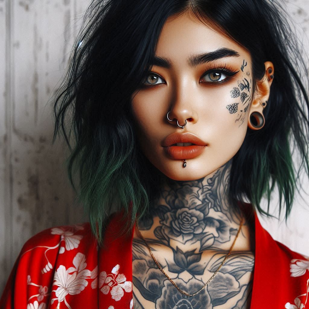 Beauty in red Kimono