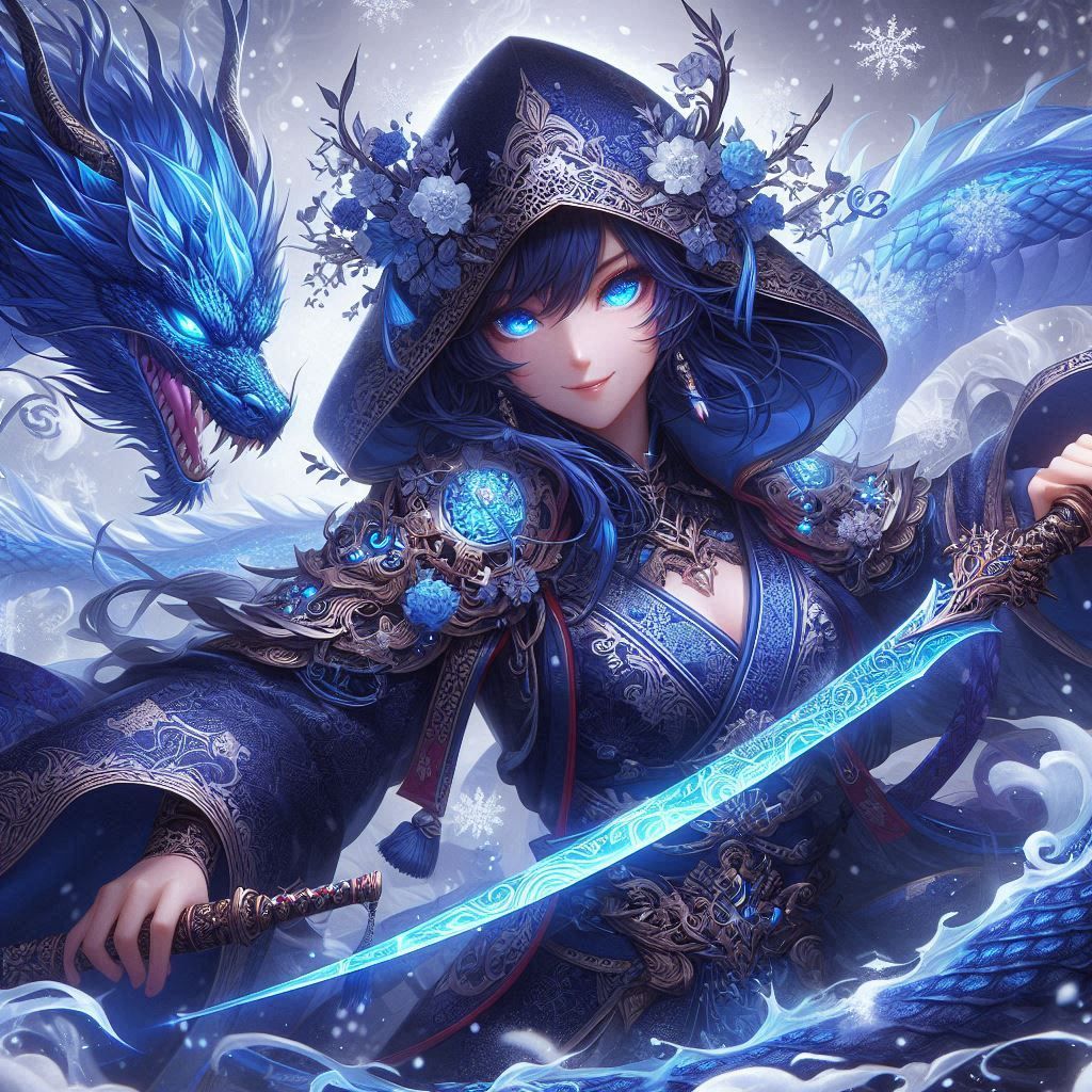 JP Anime ver. Blue Lady warrior by DALL-E 3 (17)