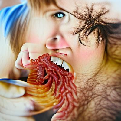 Horrible flesh and hair monster eating itself