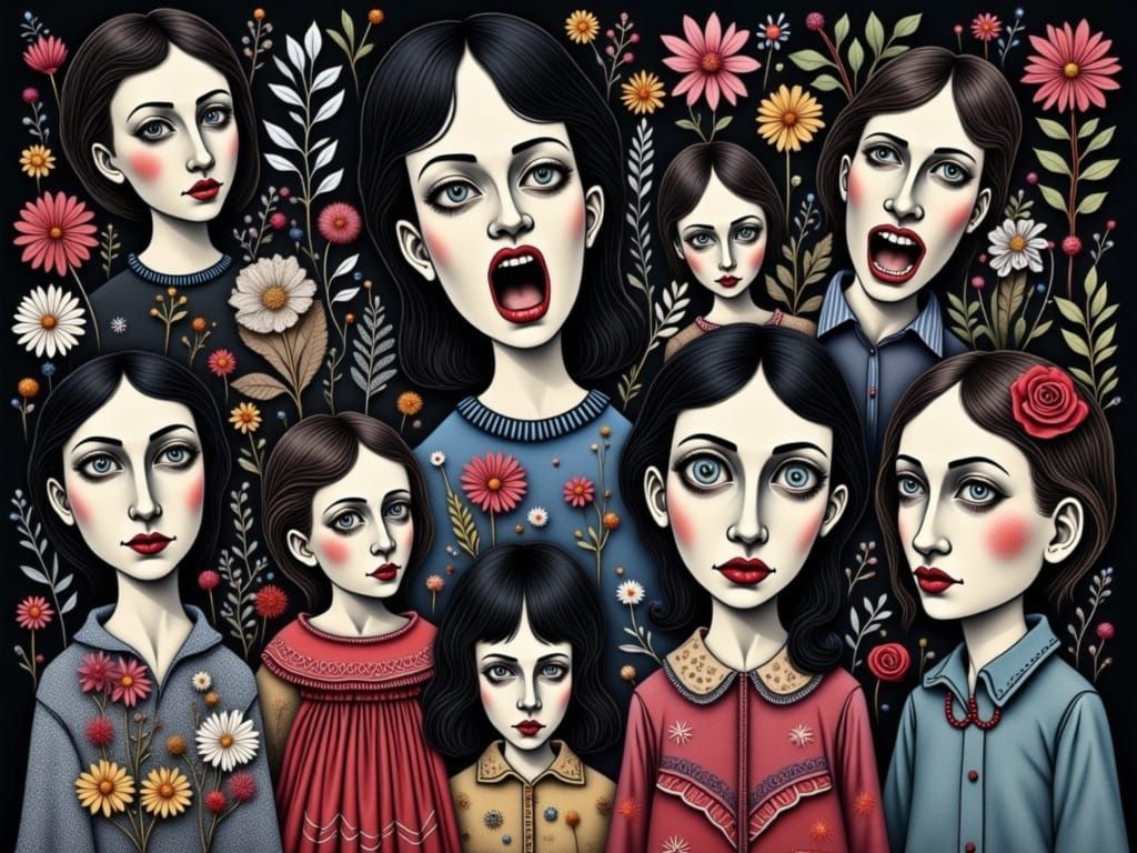 Distorted Family Nightmare in Dark, Moody Hues